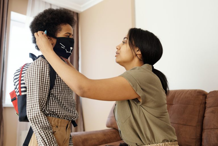 Kid with face mask