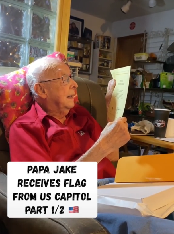 Papa Jake receives flag from US Capital