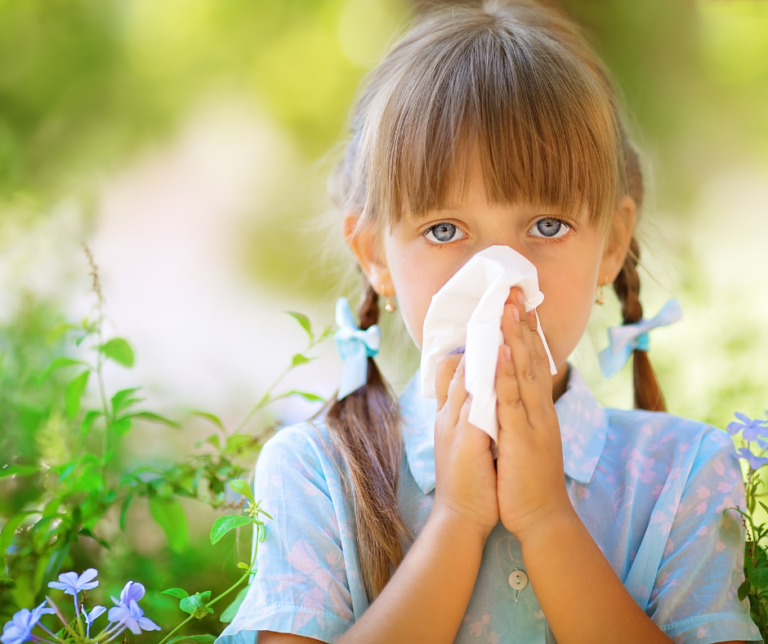 young girl with seasonal allergies, seasonal allergy
